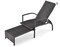 Patio Chaise Lounge, Outdoor Rattan Lounge Chair w/Retractable Ottoman, Reinforced Metal Frame, Patio Wicker Recliner for Backyard, Garden (1, Mix Brown)